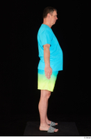  Spencer blue t shirt blue yellow shorts dressed slides standing whole body 0015.jpg
